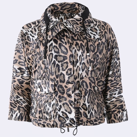 MONCLER Ivoire Giubbotto Plomb Leopard Jacket - Picture 1 of 14